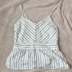 Elegant White and Blue Striped Top